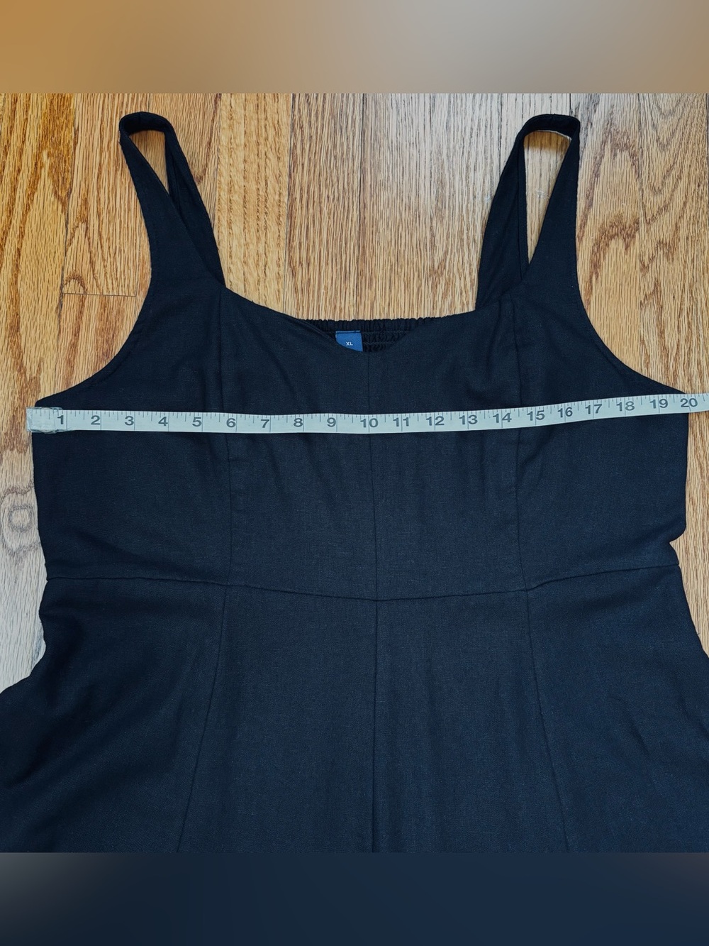 Old Navy Boho Fit Flare Sleeveless Black Linen Blend Smocked Back Midi Dress XL - Picture 13 of 16